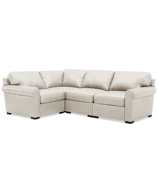 Radley Roll Arm 104" 4-Pc. Leather Square Corner L Sectional, Exclusively at Macy's