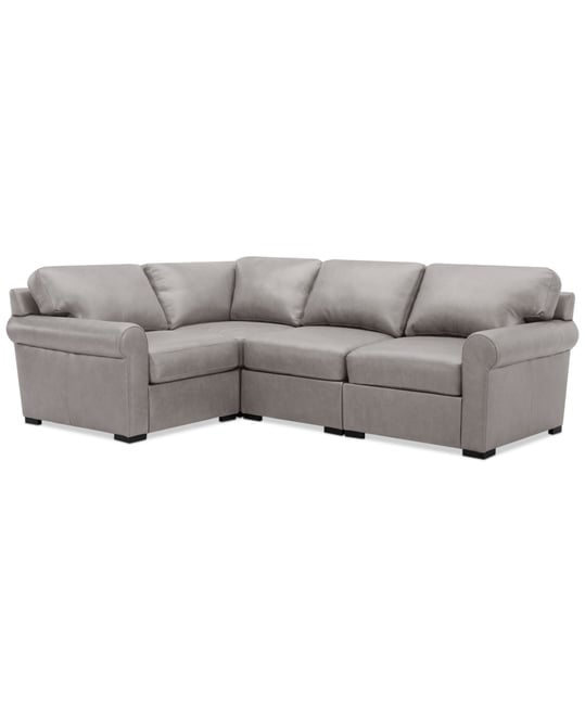 Radley Roll Arm 104" 4-Pc. Leather Square Corner L Sectional, Exclusively at Macy's