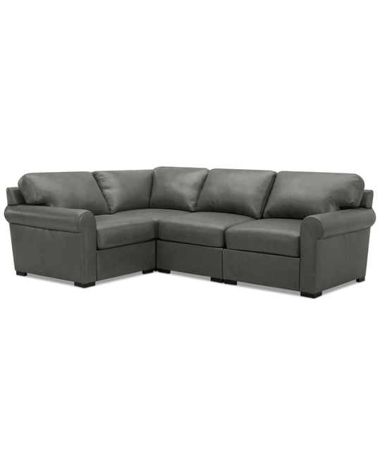 Radley Roll Arm 104" 4-Pc. Leather Square Corner L Sectional, Exclusively at Macy's
