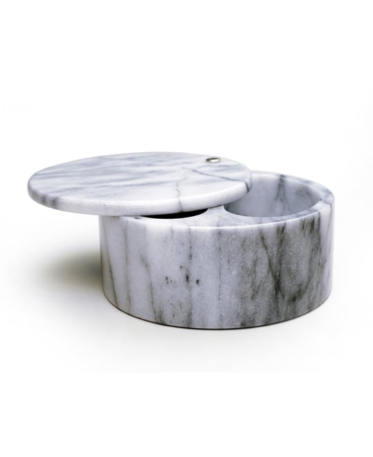 5 Ounce Marble Salt Box with Hinged Lid