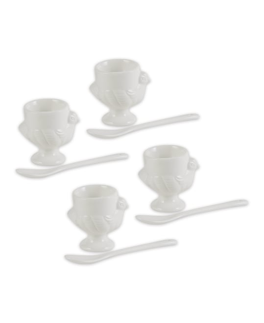 8-Piece Porcelain Egg Cups and Spoon Set