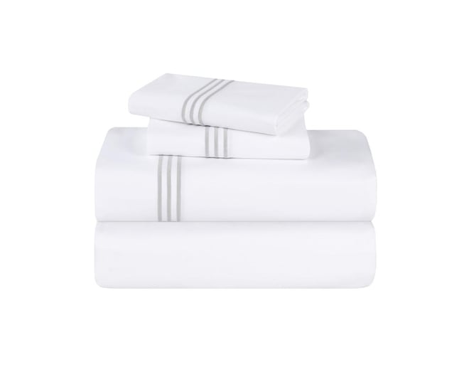 Brandon Cotton Three-Line Embroidered Deep Pocket Bed Sheet Set, California King