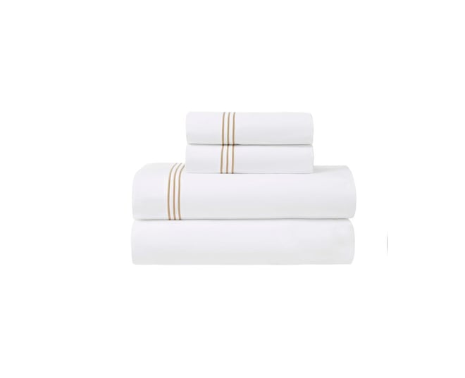 Brandon Cotton Three-Line Embroidered Deep Pocket Bed Sheet Set, California King