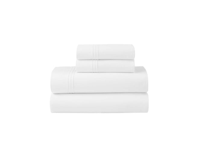 Brandon Cotton Three-Line Embroidered Deep Pocket Bed Sheet Set, Queen