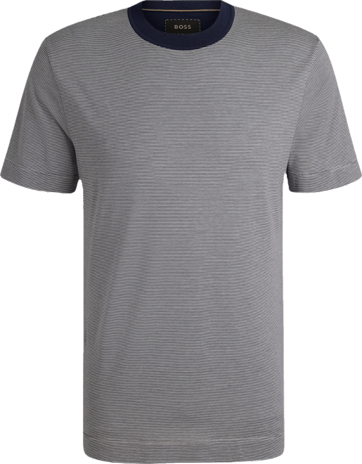 Boss by  Men's Fineline Stripe Cotton-Silk T-Shirt