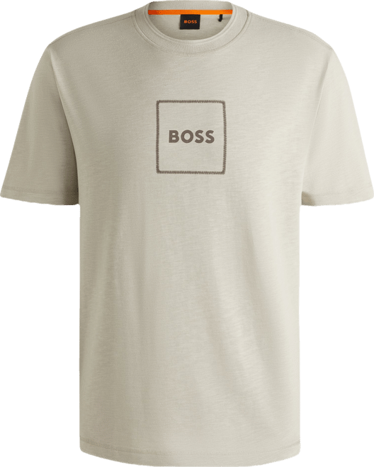 Boss by  Men's Logo Print Slub-Cotton T-Shirt
