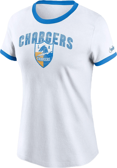 Women's White Los Angeles Chargers Rewind Ringer Tri-Blend T-Shirt