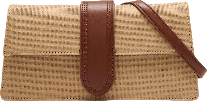Natural Tan Violet Straw Crossbody