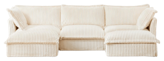 Streamdale U-Shape Slipcovered Sectional Sofa with French Edges and Cloud-Like Comfort