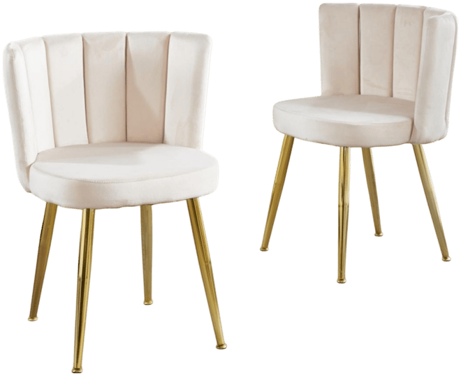Streamdale Modern Velvet Dining Chair Set (2) with Golden Legs