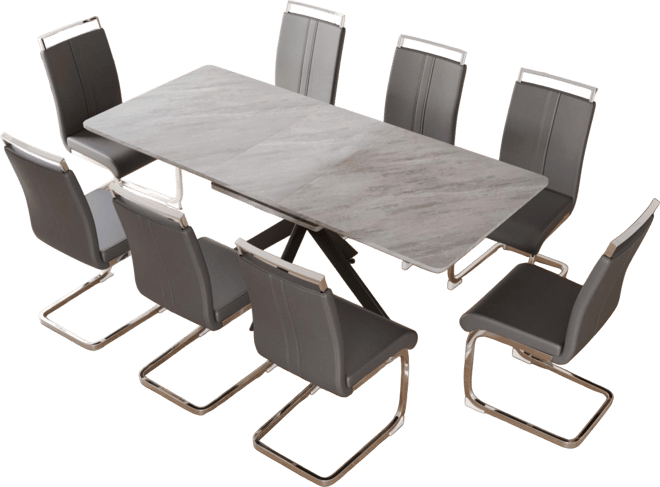 Streamdale Extendable Dining Table Set for 6-8 with Upholstered Chairs