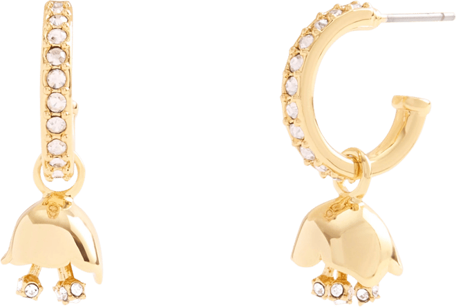 Faux Stone Floral Huggie Hoop Earrings