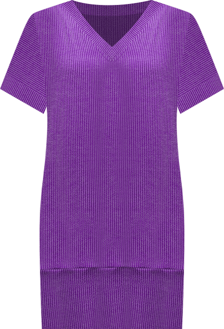 Women's V Neck Loose Fit Short Sleeve Pocket T Shirt Dress