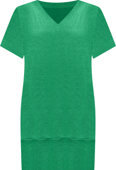 Women's V Neck Loose Fit Short Sleeve Pocket T Shirt Dress