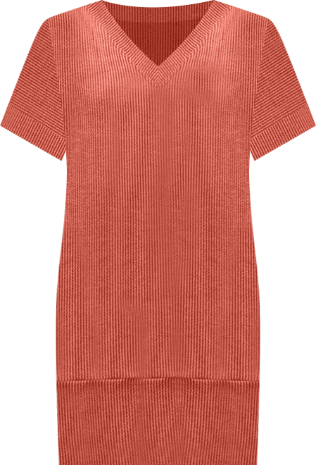 Women's V Neck Loose Fit Short Sleeve Pocket T Shirt Dress