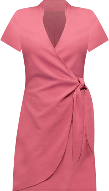 Women's Mandarin Collar Knee Length Wrap Dress