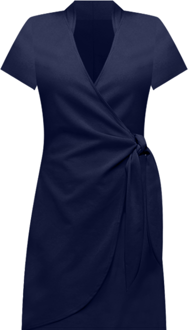 Women's Mandarin Collar Knee Length Wrap Dress