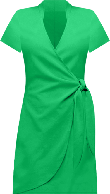 Women's Mandarin Collar Knee Length Wrap Dress