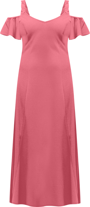 Women's Cold Sholder Ruffle Sleeve A Line Maxi Dress