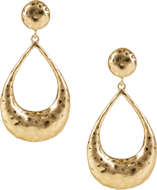 Hammered Finish Teardrop Door Knocker Drop Earrings