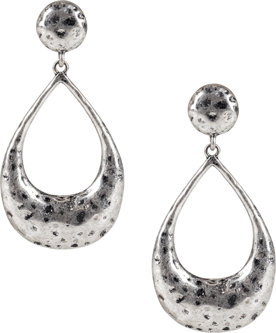 Hammered Finish Teardrop Door Knocker Drop Earrings