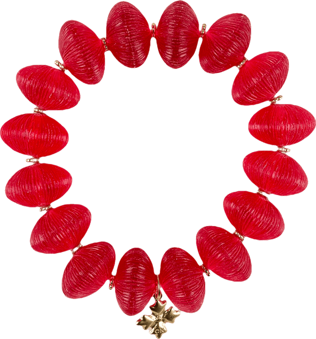 Gold-Tone Large Red Bead Stretch Bracelet