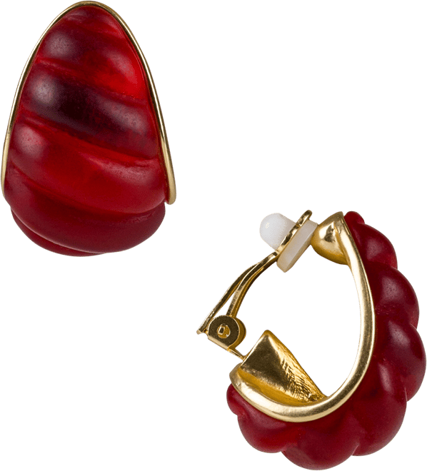 Gold-Tone Scallop J Hoop Clip-On Earrings