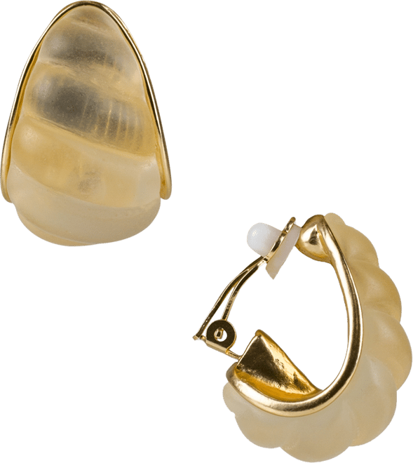 Gold-Tone Scallop J Hoop Clip-On Earrings