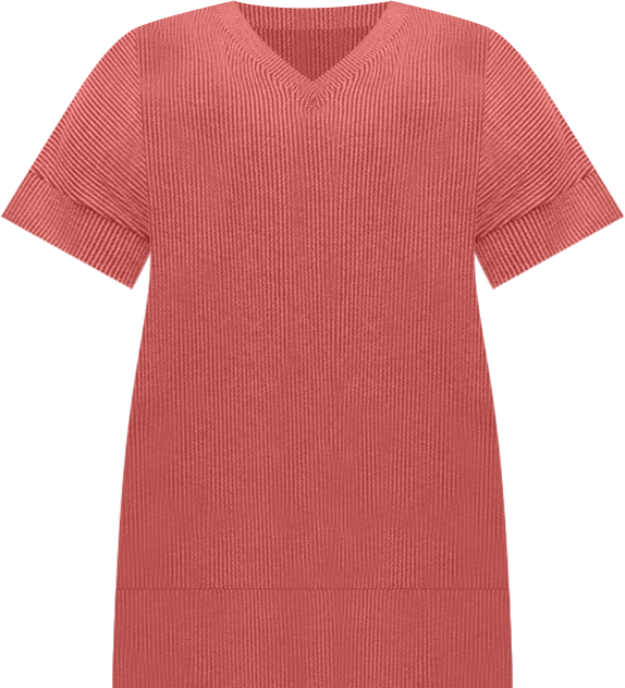 Plus Size V-Neck Loose Fit Short Sleeve Pocket T Shirt Dress