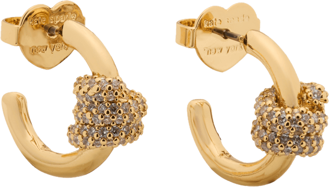 Small Pave Knot Hoop Earrings, 0.62"