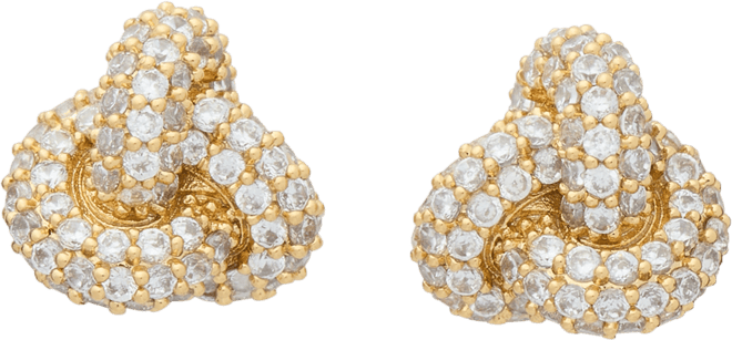 Gold-Tone Pave Double Knot Stud Earrings