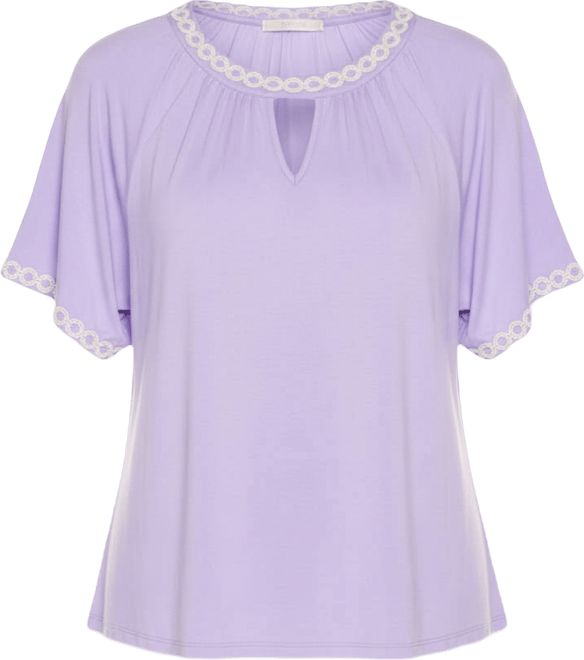 Women's Crochet Trim Short Sleeve Knit Top