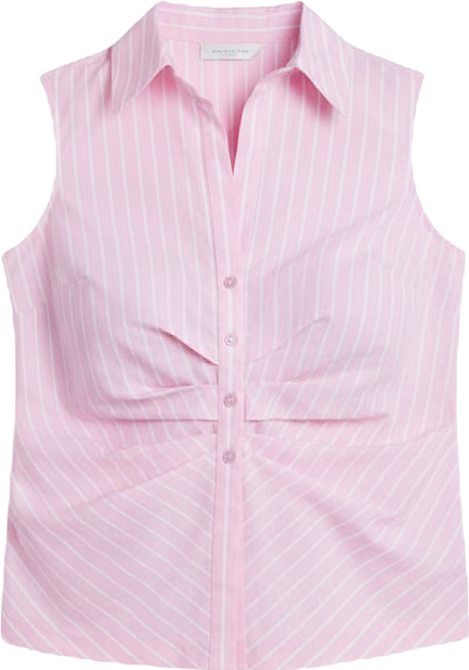 Women's Plus Size Striped Sleeveless Collared Top