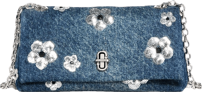 MARC JACOBS The Dual Chain Quilted Denim Shoulder Bag