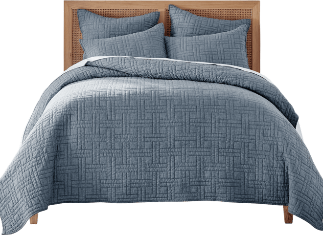 Melange Stitch Stitching 3-Pc. Quilt Set, King/California King