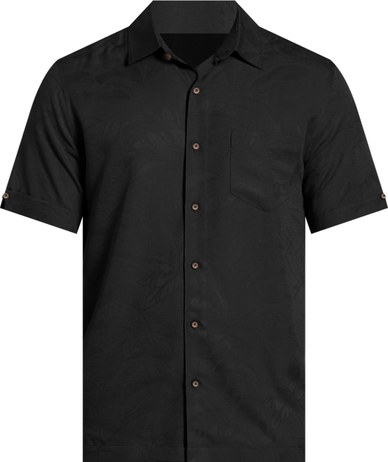 Men's Palm Print Short-Sleeve Button-Down Shirt