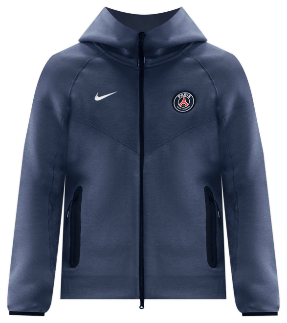 Paris Saint-Germain Tech Windrunner Nike Tam Boy Fermuarlı Fleece Erkek Kapüşonlu Futbol Üstü