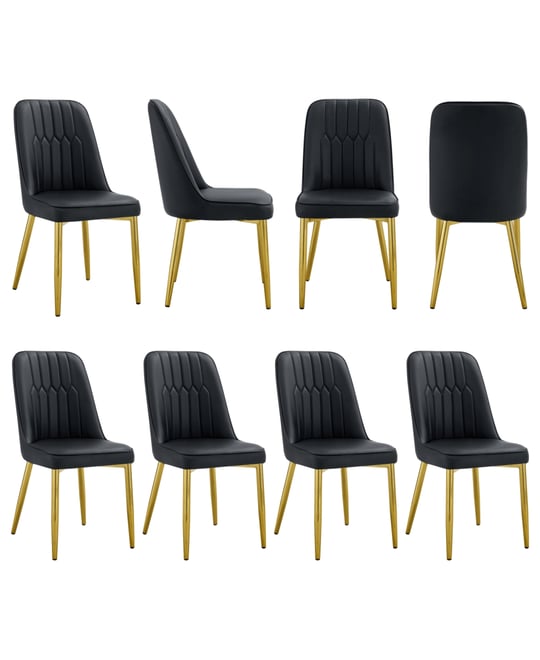Streamdale Set of 8 Dining Chairs with Pu Backrest and Gold Metal Legs