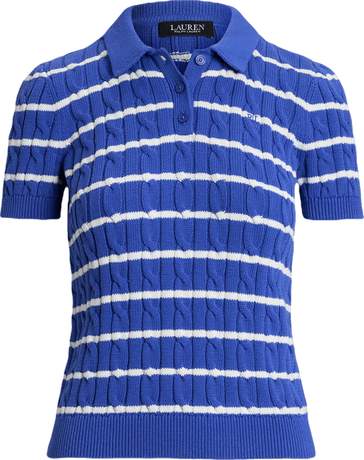 ラルフ・ローレン Lauren Ralph Lauren Striped Cable-knit Cotton Polo Sweater レディース S s7-AI201971176001_alternate3?$