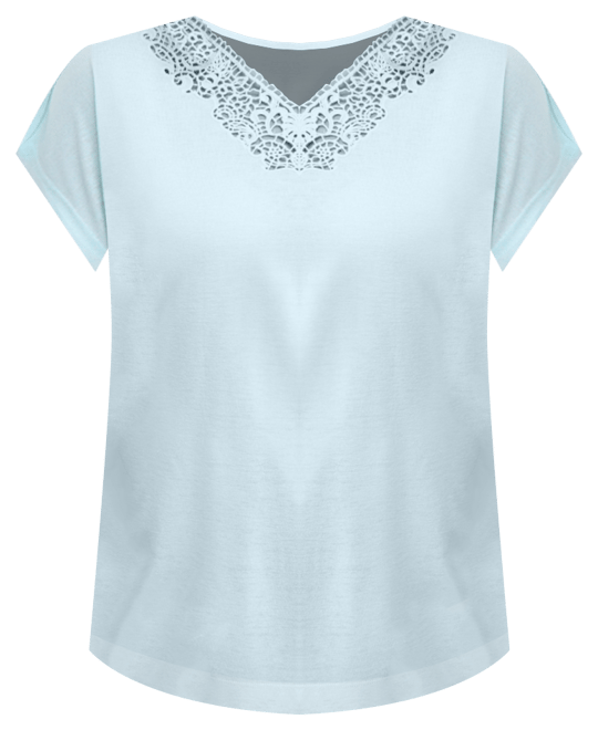 Plus Size Lace-Trim-v-Neck Short-Sleeve T-Shirt, Exclusively at Macy's