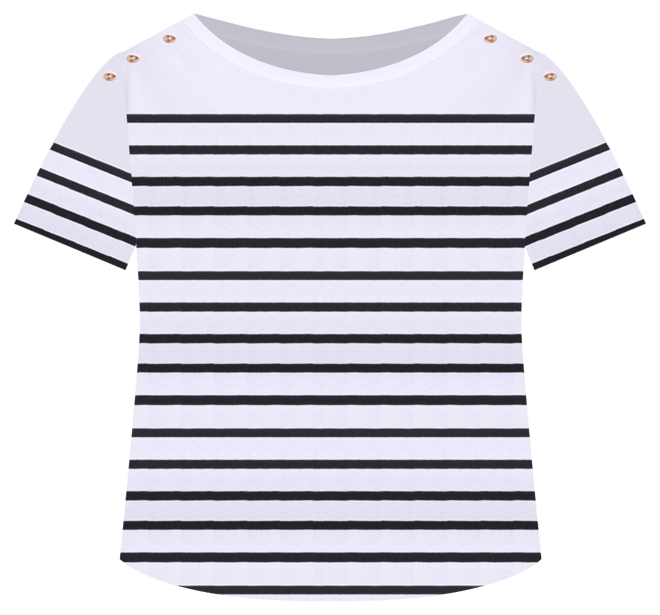 Plus Size Stripe Button-Trim T-Shirt, Exclusively at Macy's