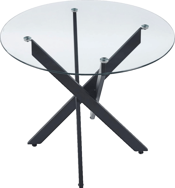 Streamdale Black Glass Dining Table with Cross Metal Legs