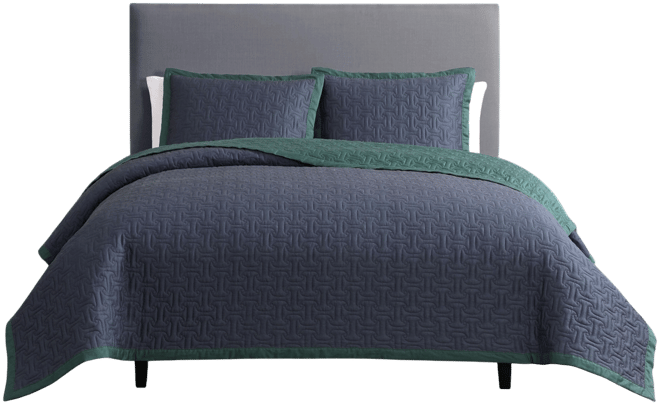 100% Cotton Sateen 3 Piece Textured Quilted King Size Coverlet Set