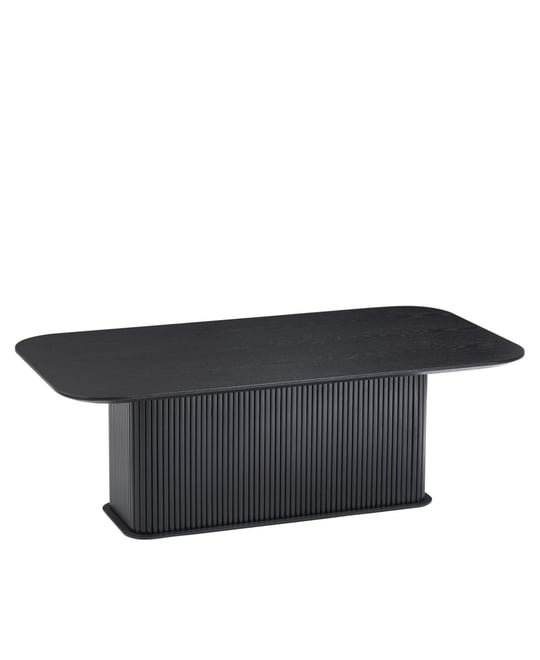 Streamdale Coffee Table Black Oak Wood Surface and Black Metel Feet