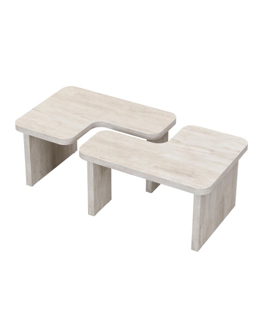 Streamdale Rectangular Wood Detachable Coffee Table in White (47.24"x23.62" & 35.43"x31.49")
