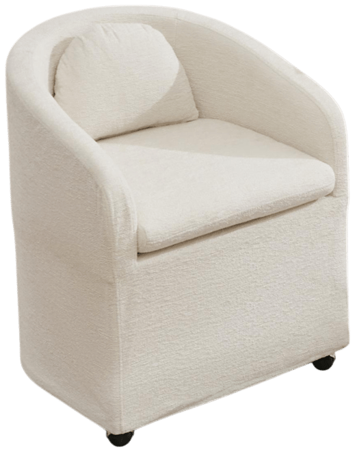Streamdale Set of 1 Chenille Fabric Dining Armchair With Back Cushion and Universal Wheels,Beige