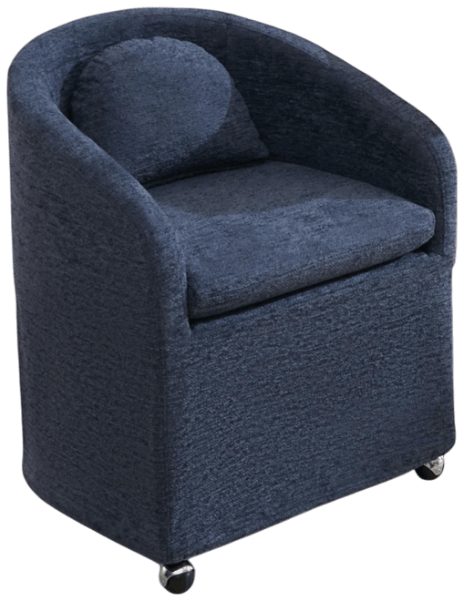 Streamdale Set of 1 Chenille Fabric Dining Armchair With Back Cushion and Universal Wheels,Blue