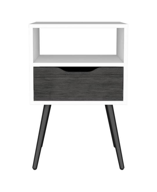 Nightstand Fugaz, Open Shelf, Single Drawer, Smokey Oak Finish