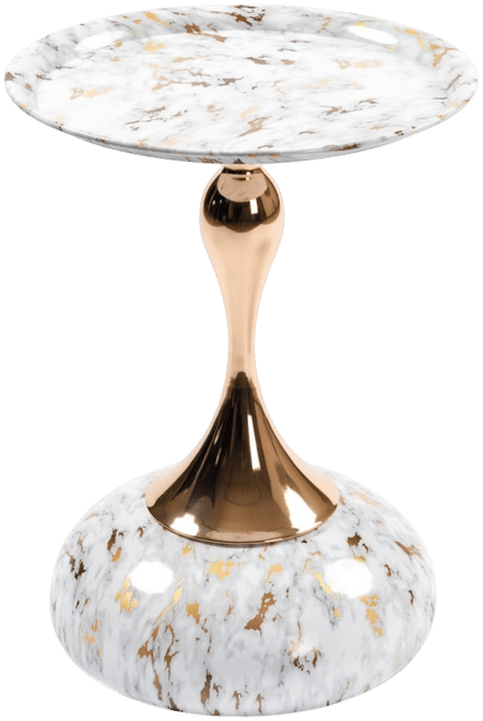 Streamdale Modern Round Coffee Table, Metal Pedestal Table for Small Spaces