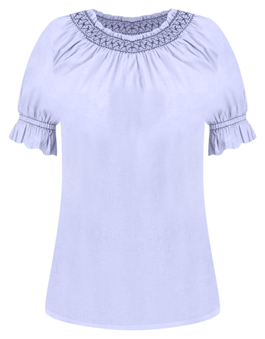 Style & Co Women's Cotton Contrast-Stitch Puff-Sleeve Top